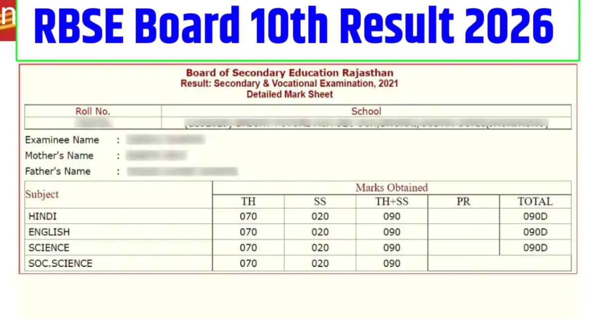 RBSE Class 10th Result 2026